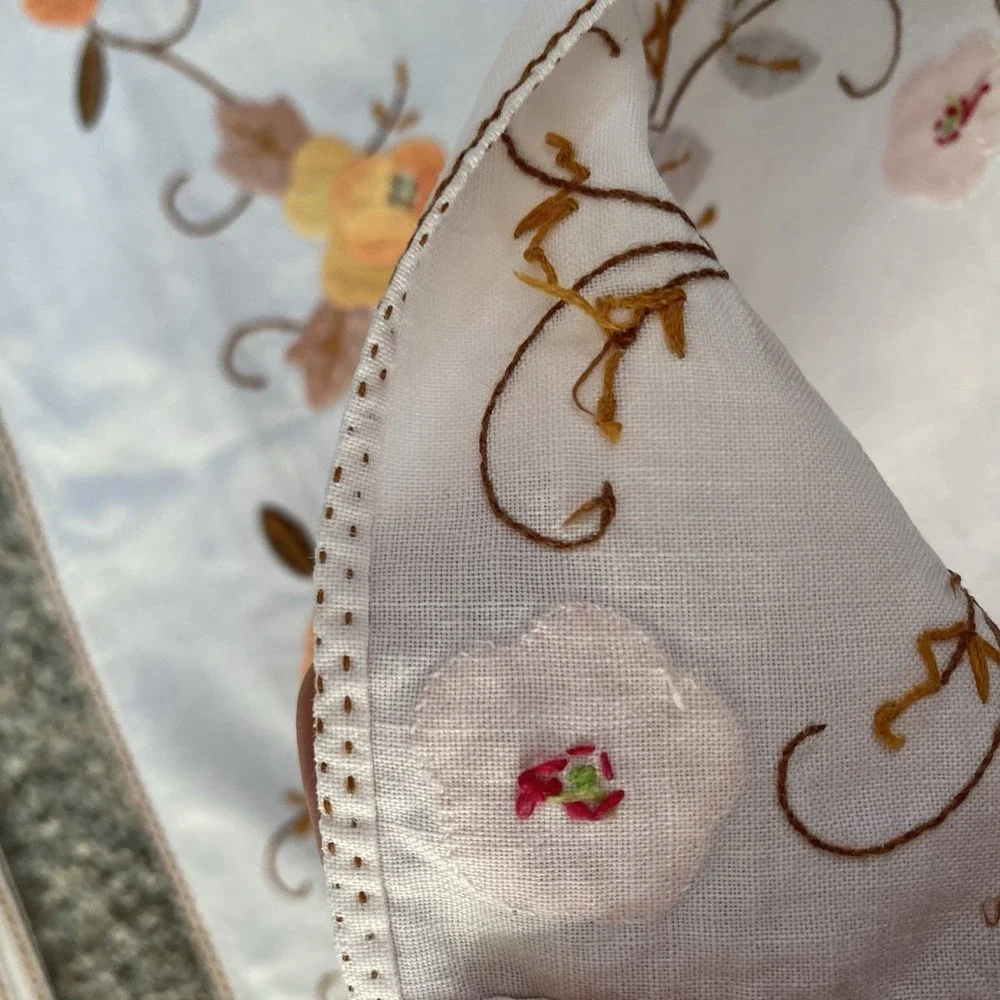 Vintage Table Runner And Napkins Set Floral Appliques Embroidery Handmade